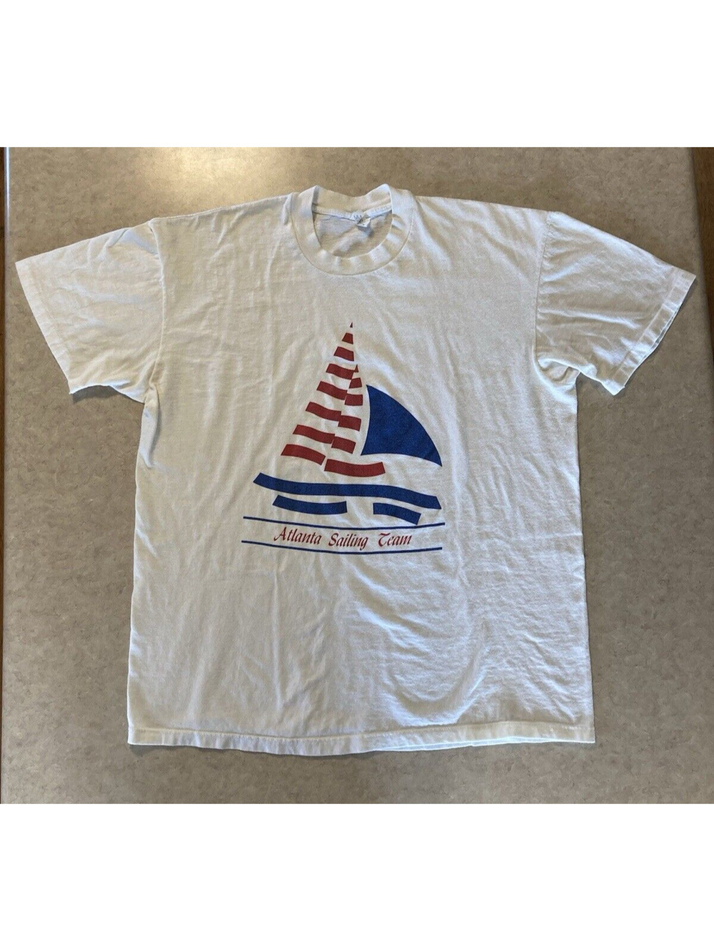 Vtg Atlanta Sailing Team T-shirt XL Men's Velva Sheen Boating Water Sport USA